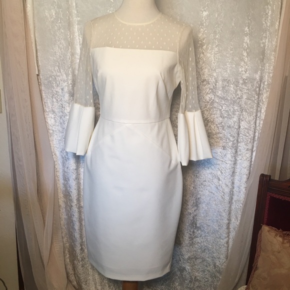 Eliza J midi Dress cream with lace lace size 8 - Picture 1 of 16